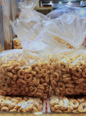 bags of wood-fired bread pieces called TARALLINI a typical baked product from Southern Italy