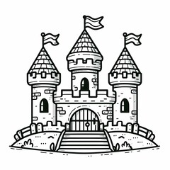 Fototapeta premium Fairy Tale Castle Coloring Page with Whimsical Design