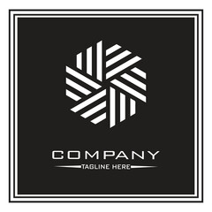 abstract logo design, black and white geometric technology icon