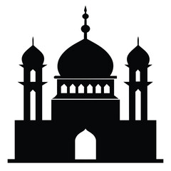 Mosque Minaret Silhouette on white background