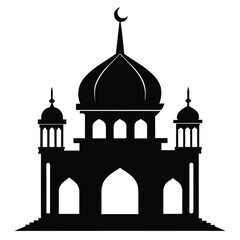 Mosque Minaret Silhouette on white background