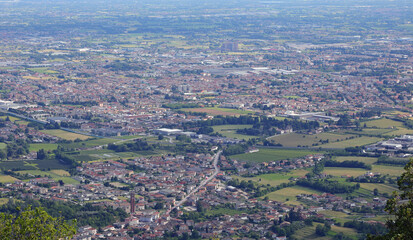 plain with the houses and buidings of the cities and towns seen from above