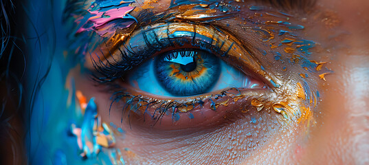 closeup of painting exploring visual language featuring bold swirling brush strokes vibrant colors Macro Photography RealTime Eye AF highlight the intricate details and emotional depth of the piece