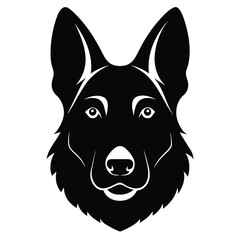 German Shepherds face silhouette isolated on a white background 