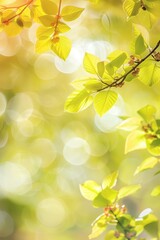 Obraz premium beautiful blurred spring leaves background with sunny blurred effect