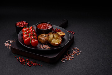 Delicious halved potatoes grilled with salt, spices and herbs