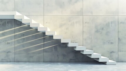 A minimalist staircase with steps that seem to disappear into the wall, creating an illusion of weightlessness