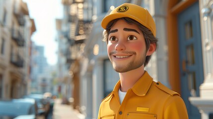 Friendly Delivery: A Warm-Hearted Male Worker's Day