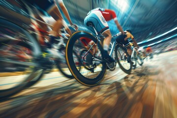 Olympic Velodrome Cycling Relay Race Final Lap - Dynamic Action and Strategy in Teamwork
