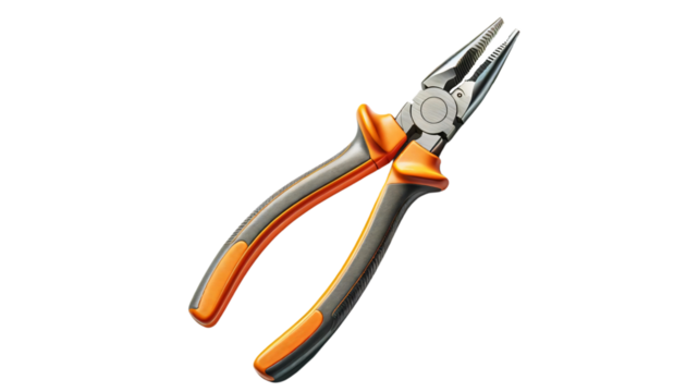 A pair of wire stripping pliers on a clear transparent background