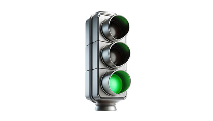 A traffic light with a green light at the bottom, on a clear transparent background