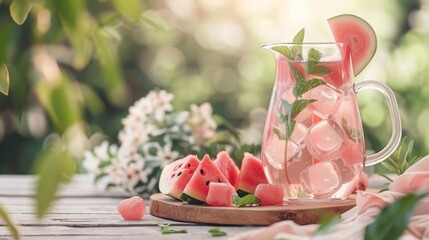 Refreshing Watermelon Sweet Tea with Fresh Mint Garnish for Juneteenth Celebration