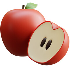 PNG 3D Apple icon isolated on a white background