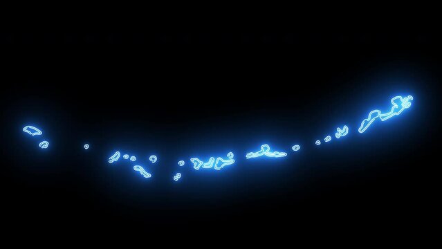map of Unalaska in Alaska with a blue glowing neon effect