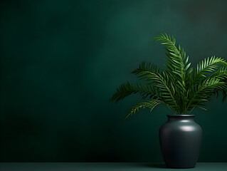 Obraz premium Creative modern mock up background for product presentation with a dark green wall