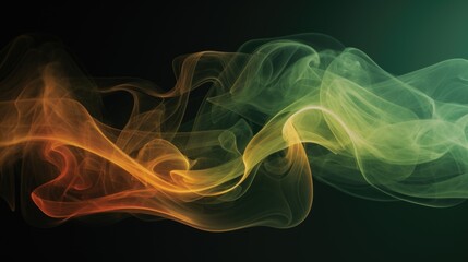 Obraz premium Green-orange background of smoke and lines. Generative AI.