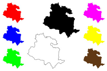 City and Metropolitan borough of Bradford (United Kingdom of Great Britain and Northern Ireland, Metropolitan and ceremonial county West Yorkshire, England) map vector illustration, scribble sketch