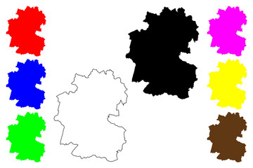 Breckland non-metropolitan district (United Kingdom of Great Britain and Northern Ireland, ceremonial county Norfolk, England) map vector illustration, scribble sketch map
