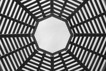 Spiderweb shaped gazebo ceiling for abstract geometric background