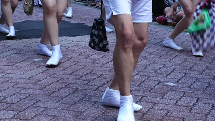 KOENJI, TOKYO, JAPAN - 26 AUGUST 2023 : View of AWA ODORI FESTIVAL in summer season. Traditional dance festival of Tokushima prefecture.