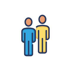 Business partners line icon. Two characters, friends, colleagues isolated outline sign. People, partnership, friendship concept. Vector illustration for web design and apps