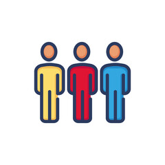 Group of people line icon. Row, professional team of three isolated outline sign. People, friends, community concept. Vector illustration for web design and apps