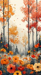 Obraz premium vector illustration nature tree flower.