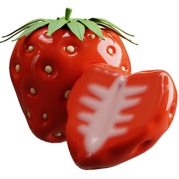 PNG 3D Strawberry icon isolated on a white background