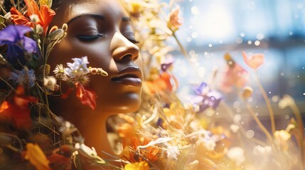 Edible flowers for culinary showcasing culinary blossoms Double exposure silhouette with culinary flowers