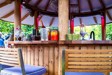 Outdoor wooden cocktail bar