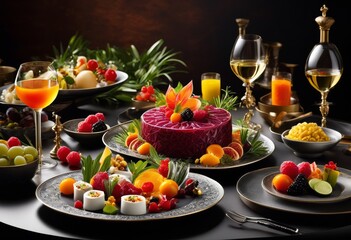 elegant gourmet food styling culinary presentation exquisite dining experience, artful, arrangement, decorative, plating, upscale, sophisticated, luxurious