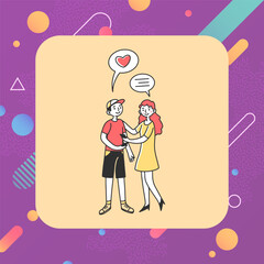 Boy and girl using smartphones for communication. Young people texting messages flat vector illustration. Technology, conversation concept for banner, website design or landing web page