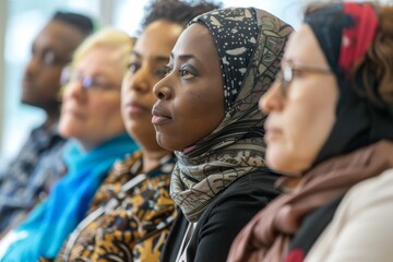 Obraz premium Diverse Group of Parents Engaged in Family Planning Workshop Discussion