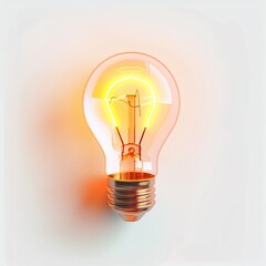 Glowing Vintage Light Bulb on White Background
