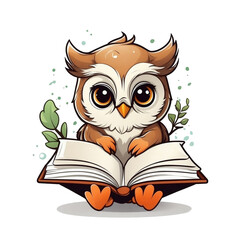 Fototapeta premium graphics, wise owl with a book