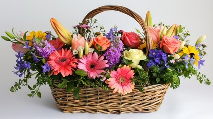 Obraz premium Fresh flowers in a basket arrangement