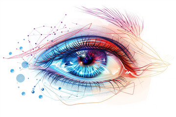 vibrant abstract illustration of a colorful eye with detailed design and futuristic digital elements