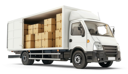 Box-filled truck with transparent background