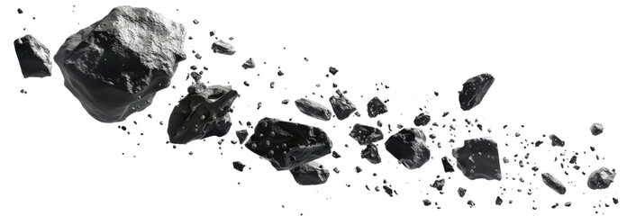 Asteroids in Motion on Transparent Background