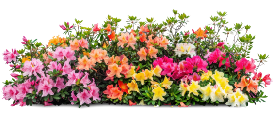 Colourful Rhododendron Flower Bush in Bloom on Transparent Background