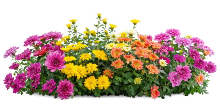 Colourful flowers bush with vibrant chrysanthemums