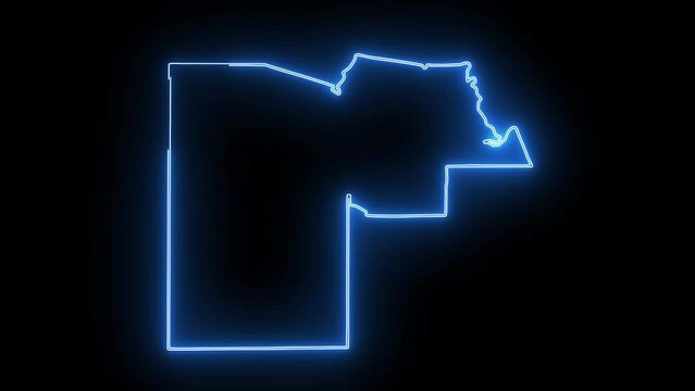 map of Maricopa in Arizona with a blue glowing neon effect