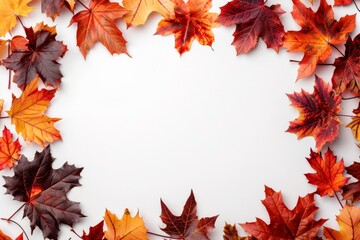 Fototapeta premium Dry leaves against a plain white background symbolizing autumn - fall - nature - seasonal decor