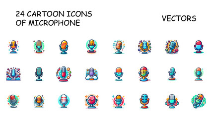 Naklejka premium Cartoon Microphone Vectors