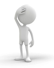 Stick Figure 3D. Abstract 3D Human Salute in Blank Background