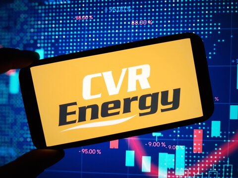 Konskie, Poland - May 27, 2024: CVR Energy company logo displayed on mobile phone