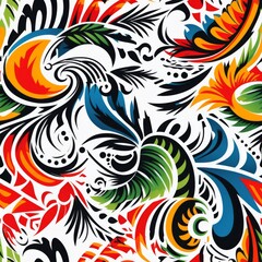Fototapeta premium Seamless Pattern of Colorful Geometric Pattern with Traditional Tribe Motifs