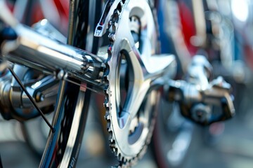 Close-Up of Bicycle Chain and Gears During Olympic Race - Detailed Mechanical Precision for Sports Design and Cycling Promotion