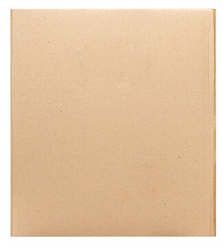 Isolated cardboard box directly front view close up.