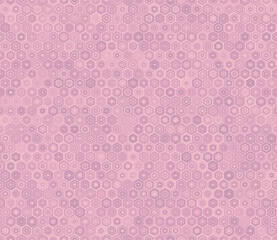 Hexagon background design. Hexagon stacked mosaic cells. Pink color tones. Hexagon shapes. Tileable pattern. Seamless vector illustration.
